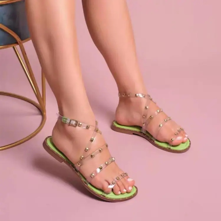 New Style China Lieferant Design Großhandel Mode flache Fila Hausschuhe für Frauen Square Heels Slipper Open Toe Frauen Sandalen