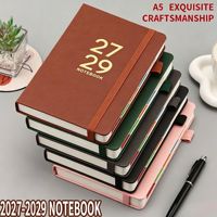 Carnet A5 Daté 2027-2029 en Cuir PU, Couverture Rigide, Fermeture Élastique, Attache Stylo, Marque-page Ruban, Agenda Hebdomadaire et Mensuel – Vente en Gros