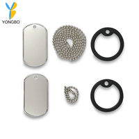 Plaque d'identification en métal vierge, pendentif en acier inoxydable, plaque de nom avec chaîne à billes pour collier, cadeau