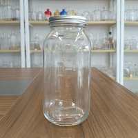 Pot Mason 64 OZ à large bouche avec couvercle pot de mise en conserve hermétique en verre transparent robuste et ligne graduée demi-gallon
