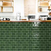 Carreaux muraux 3D vert clair autocollants brillants en vinyle pour crédence de cuisine et salle de bain