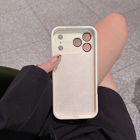 Nouvelle Coque de Téléphone Tendance à Grande Fenêtre et Texture Givrée pour iPhone 13 14 15 16 17 Pro Max avec Film de Protection d'Objectif HD et Housse Arrière Antichoc
