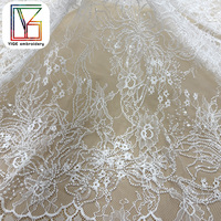 Dentelle Chantilly tendance en tissu écologique, dentelle perlée pour mariée, tissu floral en perles, tissu à sequins pour robes de mariée blanches