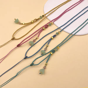 Collana con Cordino Intrecciato a Mano Regolabile Fai-da-Te con Ciondolo in Cristallo, Smeraldo, Agata, Ambra, Accessori per Collane - Product Image 1