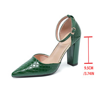 Sandales à talons épais et bout pointu en cuir verni avec boucle pour femme – Chaussures habillées d'été élégantes grandes tailles 36-43 pour soirées