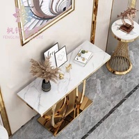 Nouveau Offre Spéciale De Luxe En Gros D'or En Acier Inoxydable Marbre Top Console Table CT019