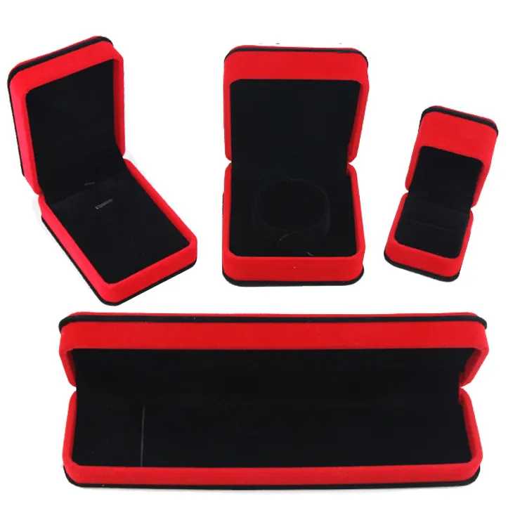 Fine Jewelry Sets Box Red Black Velvet Display Holders for Ring Earring Necklace Bracelet Bangle Jewellery Packing Gift Boxes
