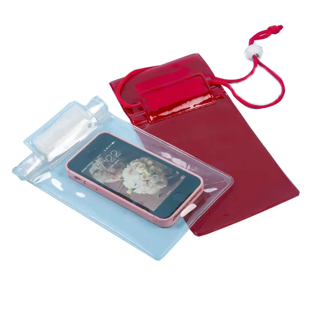Bolsa impermeable de pvc transparente con cuello de playa para D-W012 de teléfono móvil