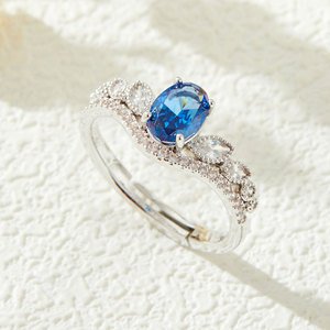 Crown Shaped Open Ring Micro Pave Zircon Ice Flower Cut Adjustable Index Finger Ring Gift Jewelry - Product Image 4