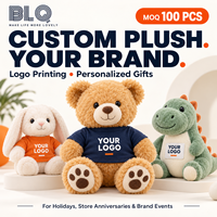 Jouets en peluche personnalisés en gros avec logo pour cadeaux d'entreprise, promotions de fin d'année et anniversaires de magasin, MOQ 100 pièces