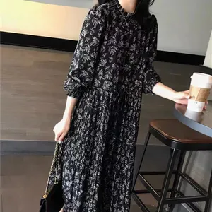 Casual Long Sleeve Clothing Summer African Ladies dress floral Print Patterns abaixo Knee Soft Women Plus Size Dress