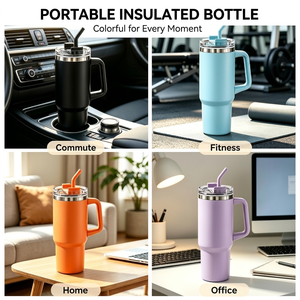 Botella de agua aislada de acero inoxidable de 1200 ml, vaso de viaje con asa portátil para uso en el hogar, oficina, deportes al aire libre - Product Image 6