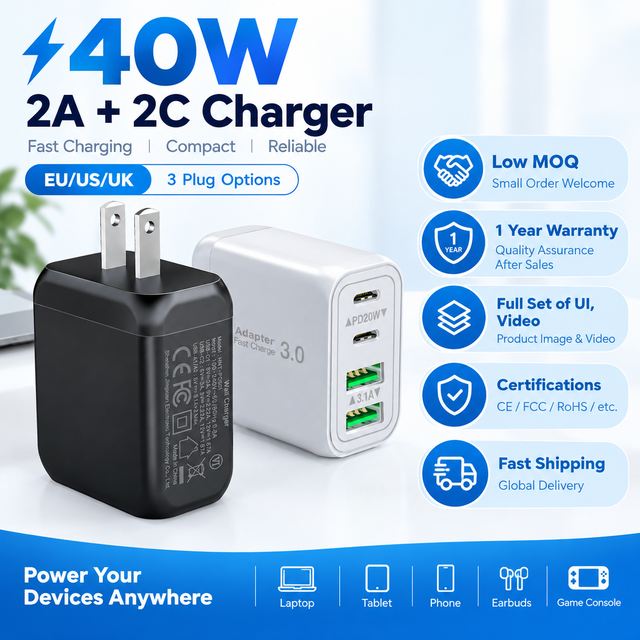HNT Universal PD40W 4 Ports Fast Wall Socket PD+QC3.0 Type-c USB Charger Plug 40W Adapter Mobile Phones Industrial Use UK/EU/US