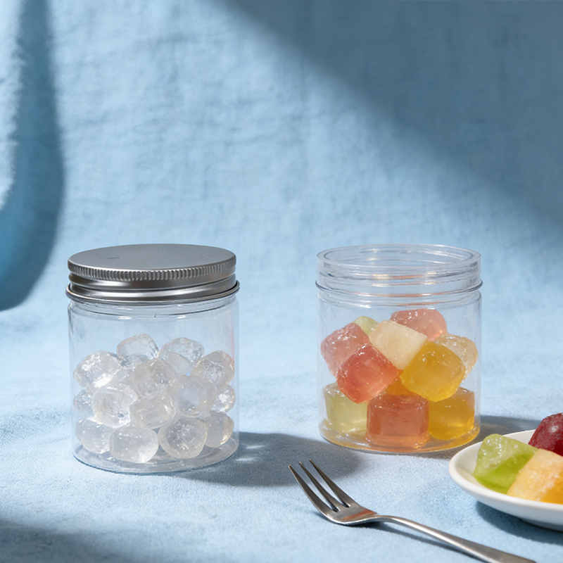 Wholesale Transparent Cylinder Plastic Food Jars with Screw Top Air Tight 220ml Cookie Storage Containers