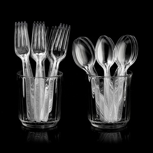 Juego de cubiertos de plástico desechables personalizados para comida rápida para llevar Frost Technique Vajilla Cubiertos para <span class=keywords><strong>el</strong></span> almuerzo y la cena - Product Image 3