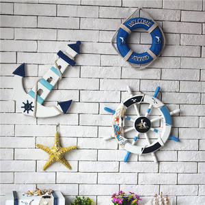 Suspension murale Style méditerranéen, anneau de natation, décoration artisanale nautique en bois, gouvernail - Product Image 4