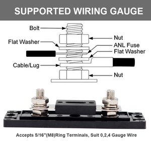 Portafusibles ANL para Auto, Montaje en Panel, Cobre Chapado en Oro, 150A 175A 250A 300A, Power Blade PCB Automotive - Product Image 3