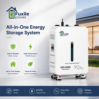 Système de stockage d'énergie tout-en-un LiFePO4 5,12 kWh 6200 W, 6000 cycles, sortie onde sinusoïdale pure, prêt à l'emploi, avec roulettes mobiles