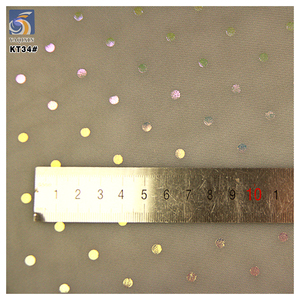 قماش كلاسيكي بولكا دوت قوس قزح فويل مطبوع فستان تول تصميم جديد نمط ملابس بالجملة - Product Image 5