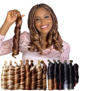 Venta al por mayor de 24 pulgadas de fibra de alta temperatura gente negra africana español espiral ganchillo extensión Ombre pelo trenzado rizado sintético - Product Image 1