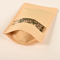 Bolsas de Papel Kraft Autoportantes y Autosellables con Ventanas, Bolsas de Papel Kraft Grueso para Nueces, Té, Alimentos y Frutos Secos