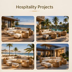 Set Divano Moderno da Esterno <span class=keywords><strong>in</strong></span> Teak per Hotel, Patio, Resort, Villa - Mobili da Giardino <span class=keywords><strong>in</strong></span> <span class=keywords><strong>Legno</strong></span> Massello con <span class=keywords><strong>Poltrona</strong></span> - Product Image 2