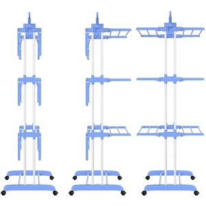 Ba-hai lớp nối dài thép không gỉ gấp tầng khăn lưu trữ giá hộ gia đình đứng quần áo sấy giá - Product Image 4