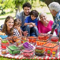 Lot de 33 contenants alimentaires en plastique assortis, hermétiques, anti-fuites, empilables, sans BPA, en PP, boîtes organisatrices pour la préparation des repas