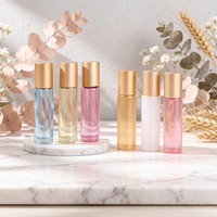 Vente en gros de flacons à bille en verre translucide coloré de 10 ml, flacons vides pour huiles parfumées, couleurs assorties pour l'identification des senteurs