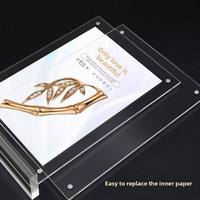 Présentoir de menu de restaurant en acrylique épaissi en forme de T avec aimants puissants, supports publicitaires de table A4/A5 sur pied