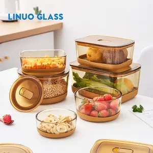 Linuo Amber Glass Containers Freezer Storage Box Borosilicate Amber Glass Containers Set