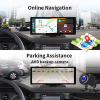 Navigateur GPS portable avec écran tactile 2K de 10,26 pouces, CarPlay sans fil, Android Auto, autoradio, stéréo de voiture, carte mondiale, 1 an