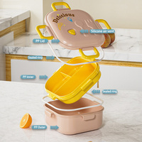 Produits les plus vendus 2025 Double couche en plastique étanche Tiffin Bento boîte à lunch contenants alimentaires avec ensemble de couverts pour les enfants