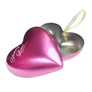 Food Grade Certificated Chocolate Tin Box Suppliers Valentine Chocolate Box Pink Heart Shaped Gift Tin Box
