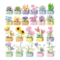 Ensembles de blocs de construction de fleurs, plante en pot avec boîte cadeau, ensembles de briques MOC, ensembles de bricolage pour enfants éducatifs, jouets pour enfants 1603 1604