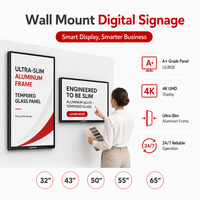 Kineone Ultra Slim Bingkai Aluminium Alloy Kaca Tempered Layar Digital Signage yang Dipasang di Dinding 1080p Full HD Toko Ritel Subway