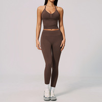 Set Yoga Tanpa Jahitan Baru, Atasan Tank Top dan Legging, Pakaian Olahraga Wanita Cepat Kering untuk Lari di Luar Ruangan, Bra Olahraga dan Legging