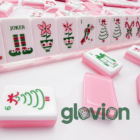 Jeu de Mahjong américain de luxe en acrylique rose pour les fêtes de Noël, 160 tuiles, 3 couches