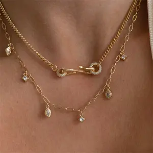 Mode Slang Hanger Zirkoon Ketting Saudi Dubai Nieuwe Gouden Ketting Ontwerp Accessoires Voor Vrouwen Meisjes Ketting