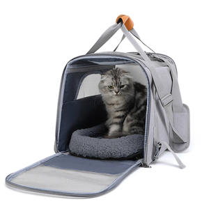 กระเป๋าใส่สัตว์เลี้ยงแบบพกพา พับได้ ระบายอากาศได้ดี สำหรับแมวและสุนัขพันธุ์เล็ก พร้อมเบาะกำมะหยี่ - Product Image 5