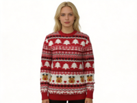 Pull de Noël en tricot pour femme, motif renne, cœur et arbre, col rond, manches longues, pull de fête