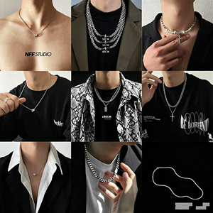 Nuevo Collar de <span class=keywords><strong>Cadena</strong></span> Hip Hop Creativo y Moderno para Hombre, Venta Caliente, Conjunto de Joyería Simple, Collares con Colgante de Moda, Venta al Por Mayor - Product Image 1