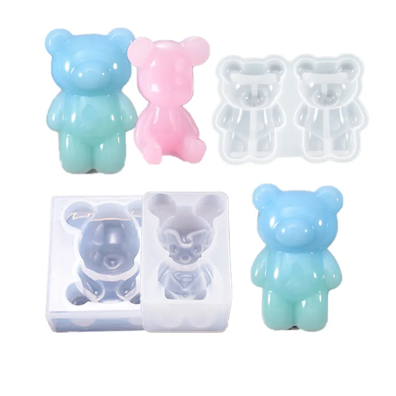 BESGEN Best Selling 3D Mirror Mini Teddy Bear Animal Epoxy Resin Silicone Mold