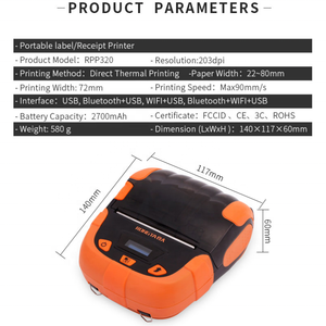Máy In Nhãn Di Động 3 Inch Máy In Bluetooth Pin Lithium Sạc Mã Vạch <span class=keywords><strong>QR</strong></span> In Nhãn Nhiệt Rongta Rp320 - Product Image 3