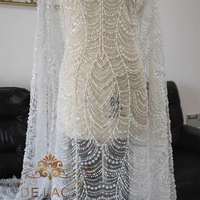 DELACE JZQ Robe de mariée de luxe en sequins, tissu en dentelle perlée de haute qualité, tulle perlé pour robe de soirée