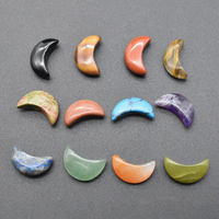 Pendentif Lune Croissant en Jade Naturel Poli 13x18mm sans Trou pour Collier, Vente en Gros, Cadeau Promotionnel