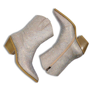 WETKISS Bottes de cowboy faites à la main en cristal à quantité minimale de commande basses, design personnalisé, bottes de cowboy <span class=keywords><strong>western</strong></span> pour femmes, champagne, strass scintillants - Product Image 4