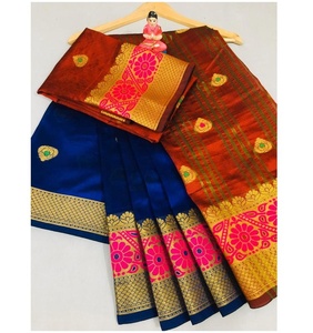 Sari de Seda Banarasi con Tejido Artístico Multicolor, Último Diseño, Talla Única, Venta al Por Mayor, Prenda de Lujo para Bodas - Product Image 1