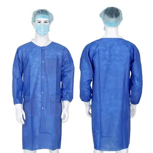 Lab / Pharmaceutical Cleanroom Disposable Protective Lab Coat White Dust Proof Breathable