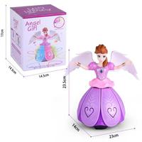 Jouet de princesse fée dansante électrique avec musique et lumières LED, figurine rotative interactive, robot lumineux pour enfants